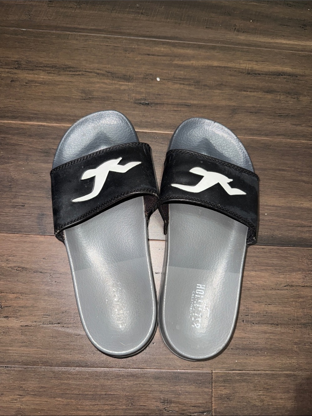 Black Slide Sandals with White Hollister Logo